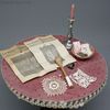 Antique Dollhouse miniature sewing kit , Antique fashion doll sewing utensils  , Puppenstuben nähutensiliensammlung 