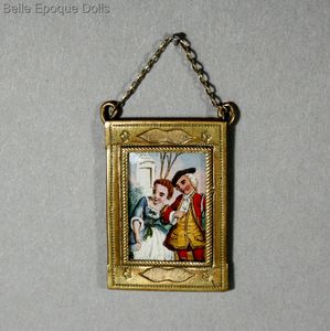 Antique Frame with Hand-painted Miniature Scene under Glass