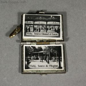 Antique Dollhouse miniature book Vichy , Antique dolls house metal book , Puppenstuben zubehor buch 