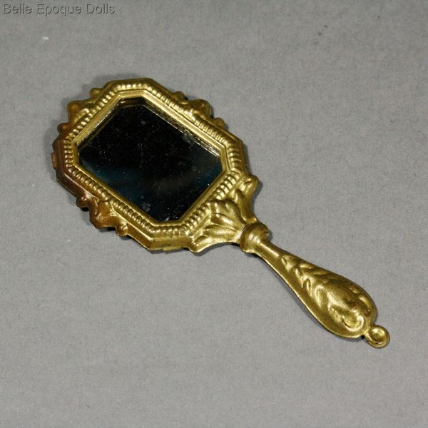 Antique Dollhouse miniature hand mirror  ,  Puppenstuben zubehor hand spiegel