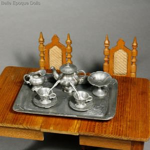 Antique Pewter Tea Service. It s Tea-time in your Dollhouse !