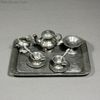 Antique Dollhouse miniature pewter tea service  , Antique dolls house dinner accessory , Puppenstuben zubehor 