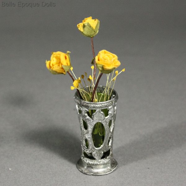Antique dolls house pewter pitcher vase glass , Puppenstuben zubehor karaffen