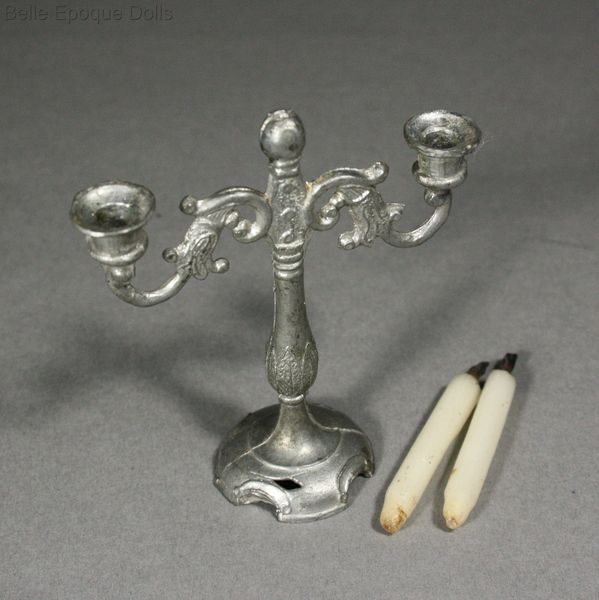 Antique Dollhouse miniature pewter candle holder  , Puppenstuben zinn kerzenständer  