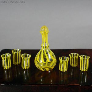 Very Decorative Glass Set with Wine Decanter and Six Glasses