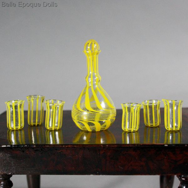 Miniature Glass service with decanter , Antique dolls house furniture  , Antique Dollhouse miniature