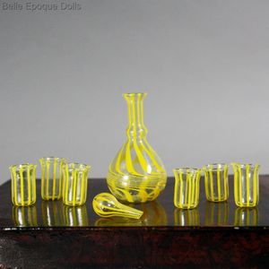 Miniature Glass service with decanter , Antique Dollhouse miniature ,  