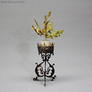 Antique Dollhouse Metal Pedestal Plant Stand