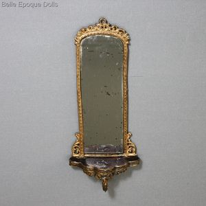 Antique dolls house mirror , Antique Dollhouse miniature metal wall mirror , Puppenstuben zubehor 