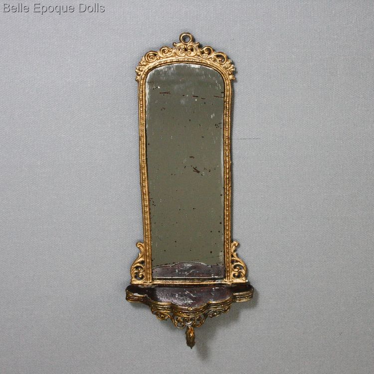 Puppenstuben zubehor , Antique Dollhouse miniature metal wall mirror , Puppenstuben zubehor