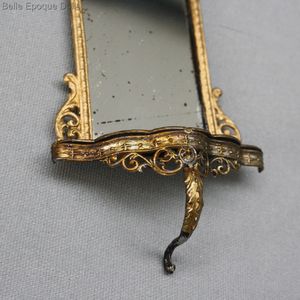 Antique Dollhouse miniature metal wall mirror , Antique dolls house mirror , Puppenstuben zubehor 