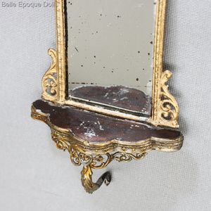 Antique Dollhouse miniature metal wall mirror ,  , Puppenstuben zubehor 