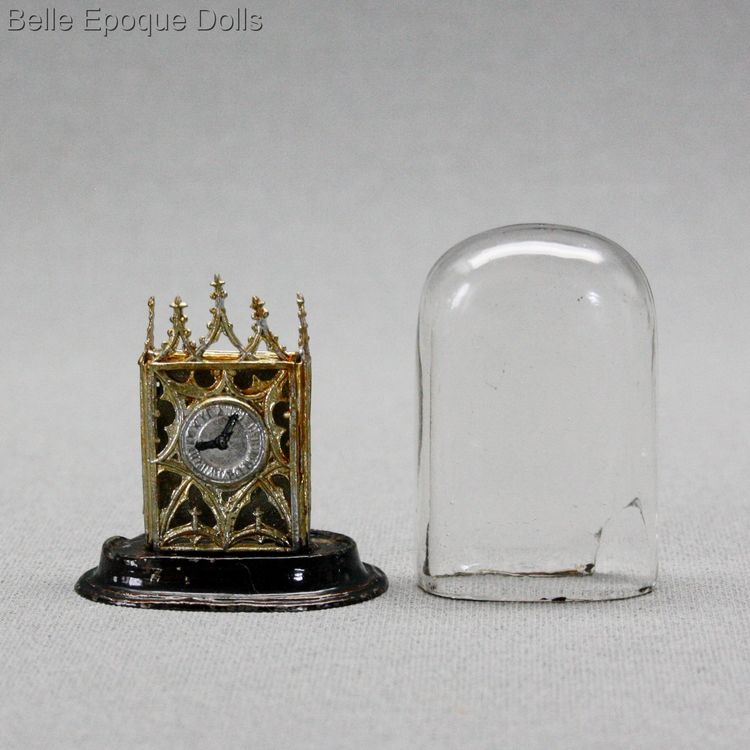 Puppenstuben zubehor , Antique Dollhouse miniature mantel metal clock , Puppenstuben zubehor