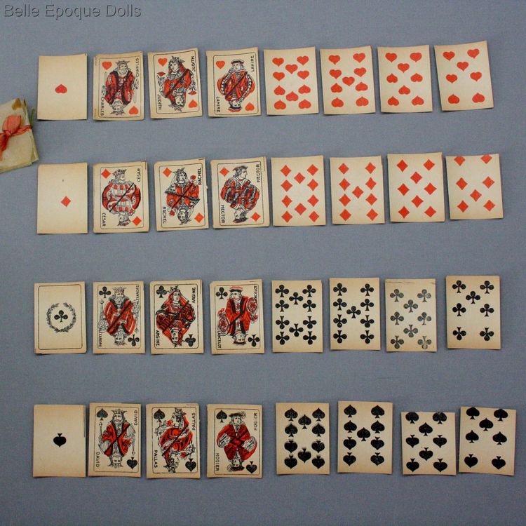 Antique Doll miniature Playing Cards , Puppen zubehor