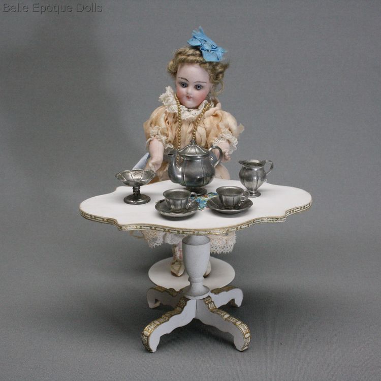 Antique Dollhouse miniature pewter service , Puppenstuben zubehor