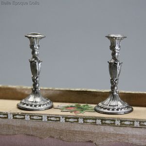 Antique Dollhouse miniature metal pewter candelstick , Antique dolls house furniture  , Puppenstuben zubehor 