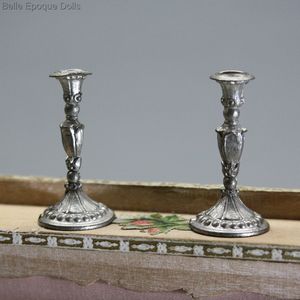Antique Dollhouse miniature metal pewter candelstick ,  , Puppenstuben zubehor 