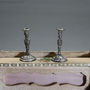 Antique Dollhouse miniature etal pewter candelstick , Antique dolls house accessory , Puppenstuben zubehor 