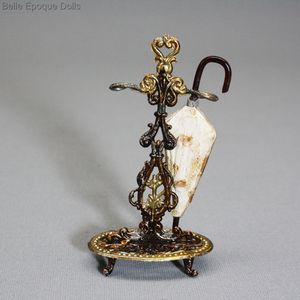 Antique dolls house umbralla metal stand , Antique Dollhouse miniature umbrella stand , Puppenstuben zubehor 