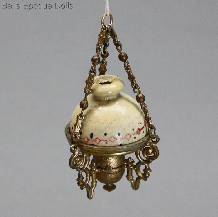 Antique dolls house pewter hanging lamp , Puppenstuben zubehor