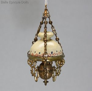 Gold Painted Pewter Hanging Kerosene Lamp