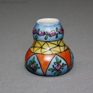 French Colorful Painted Porcelain Vase - By Gabriel Fourmaintraux