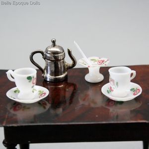 Antique French miniature Opaline Glass for Coffee Set