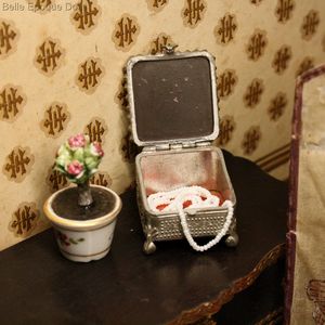 Antique Miniature Jewel Box with Mirror on Top