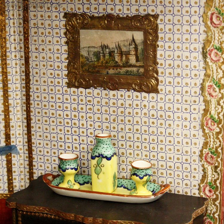 Antique dolls house porcelain bottle glass , Puppenstuben zubehor