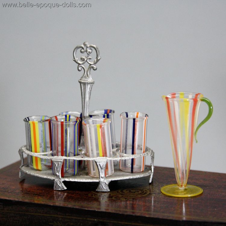 Puppenstuben zubehor , Antique Dollhouse miniature serving set glass , Puppenstuben zubehor