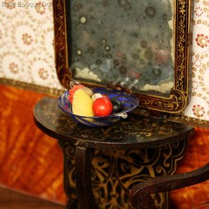 Antique Glass Presentation Basket with Fruits