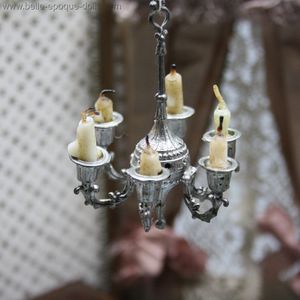 Antique 6-armed  Pewter Chandelier