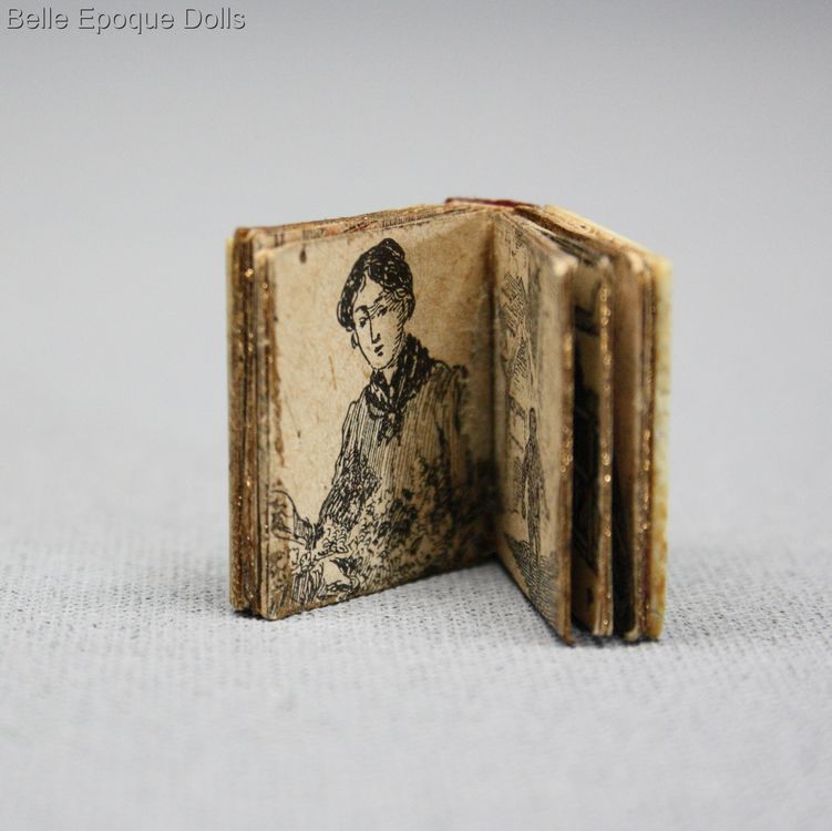 Antique Dollhouse miniature book with engravings , Puppenstuben zubehor buch