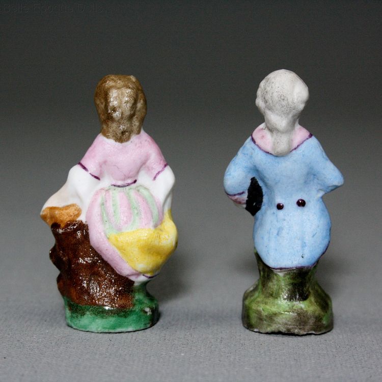 miniature pair of figures , Antique Dollhouse  all bisque figures , Puppenstuben figuren zubehor