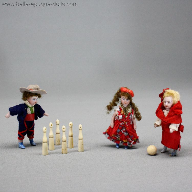 Antique dolls house toy bowling pins , Puppenstuben zubehor spiel