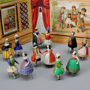 Twelve  Erzgebirge Bristle Dolls - Dancing Dolls