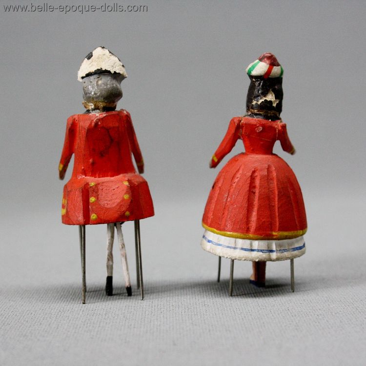 Erzgebirge Bristle Dolls  , Erzgebirge Dancing Dolls , Antique dolls house wooden bristle dolls