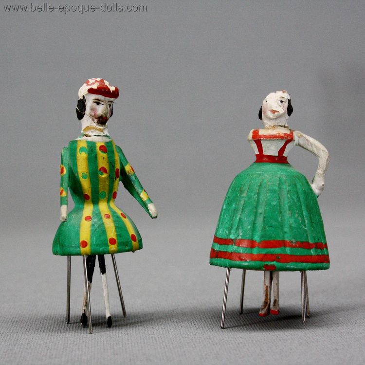 Erzgebirge Bristle Dolls  , Erzgebirge Dancing Dolls , Antique dolls house wooden bristle dolls