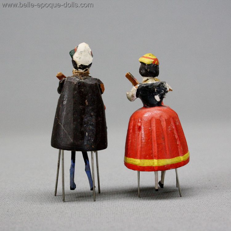 Erzgebirge Bristle Dolls  , Erzgebirge Dancing Dolls , Antique dolls house wooden bristle dolls