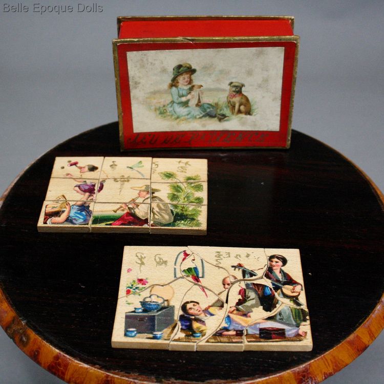 Antique Dollhouse miniature puzzle game , French jeu de patience