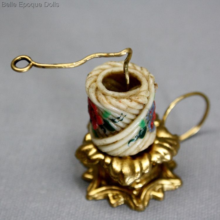 dollhouse wax candle candelstick , erhard Sohne accessory  , ormolu antique accessory