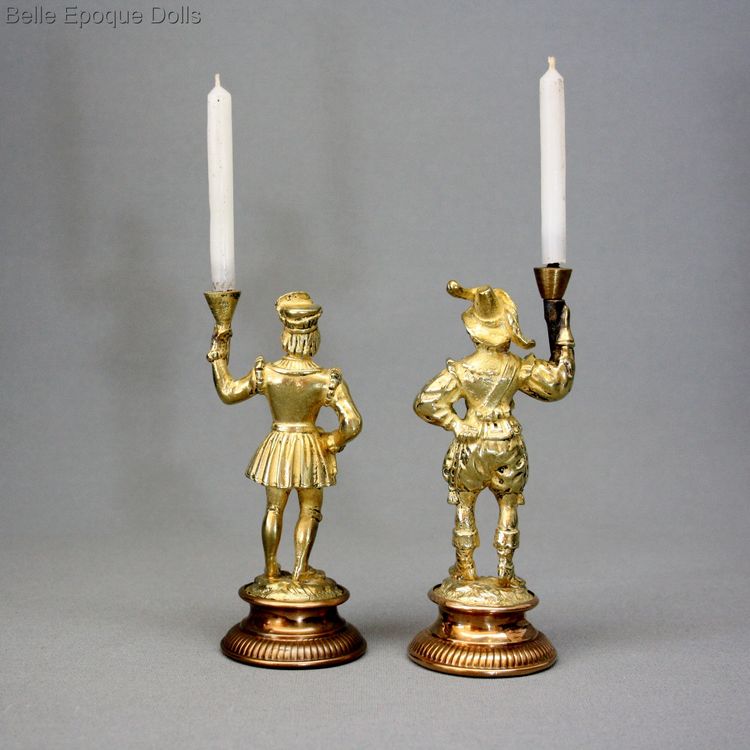 candels holder gilted soldiers miniature , antique fashion doll accessories