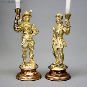 Nice Pair of Gilted Soldiers Holding Candels