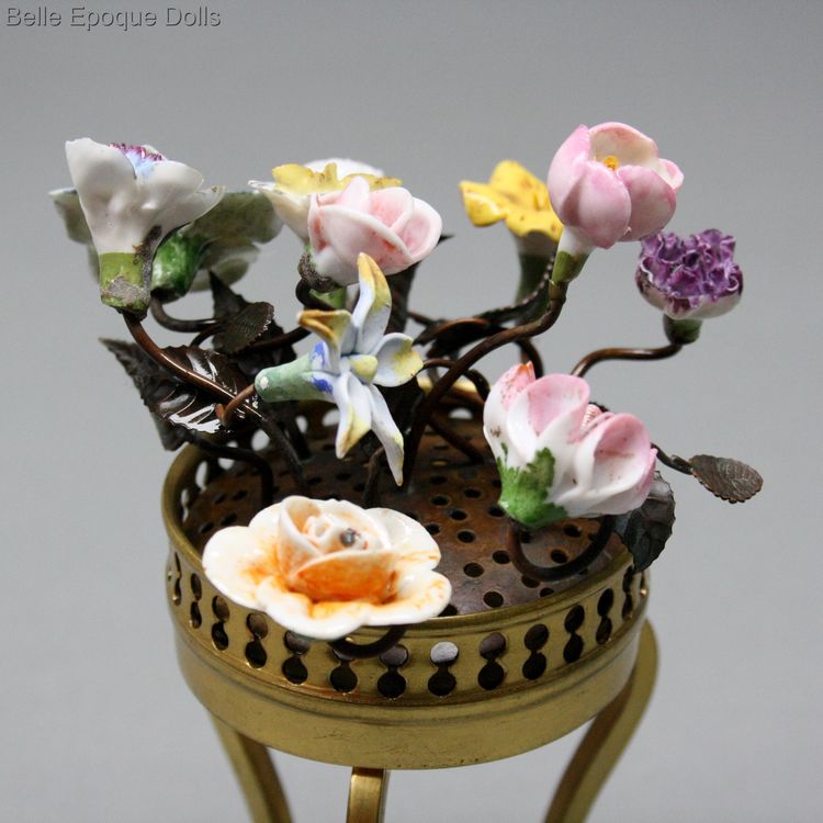 antique flowerplant for fashion dolls , antiqueporcelain flowers  ,  miniature antique jardiniere