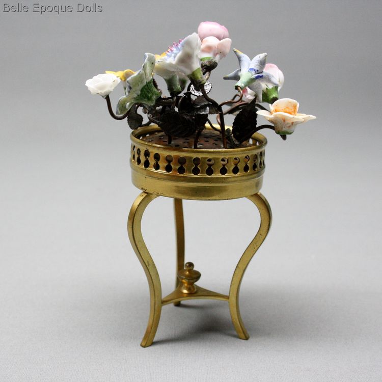  miniature antique jardiniere , antiqueporcelain flowers 