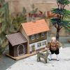 farms and pastures antique cardboard box , diorama diaporama farm miniature , antique miniature wooden animals 