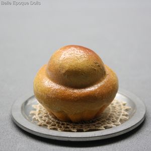 Antique French Tragacanth Pain Brioche on Pewter Plate