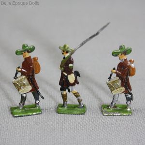 Antique Miniature Dollhouse Accessories - Three Tin Plate Figures