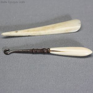 Antique  Shoehorn and Button Hook for French Fashion Doll