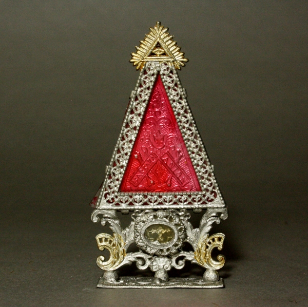 Antique Dollhouse miniature reliquary , Altar Zinn Babette Schweizer